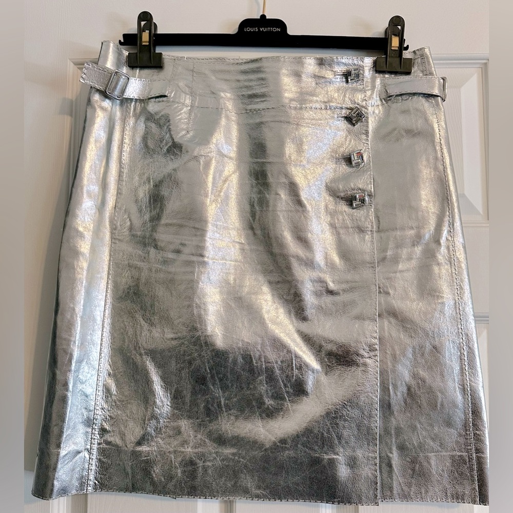 Silver leather Limited Vintage Louis Vuitton mini skirt